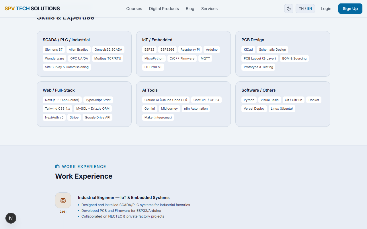 Skills & Work Experience — Light (EN)